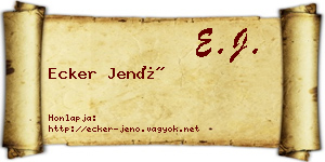 Ecker Jenő névjegykártya